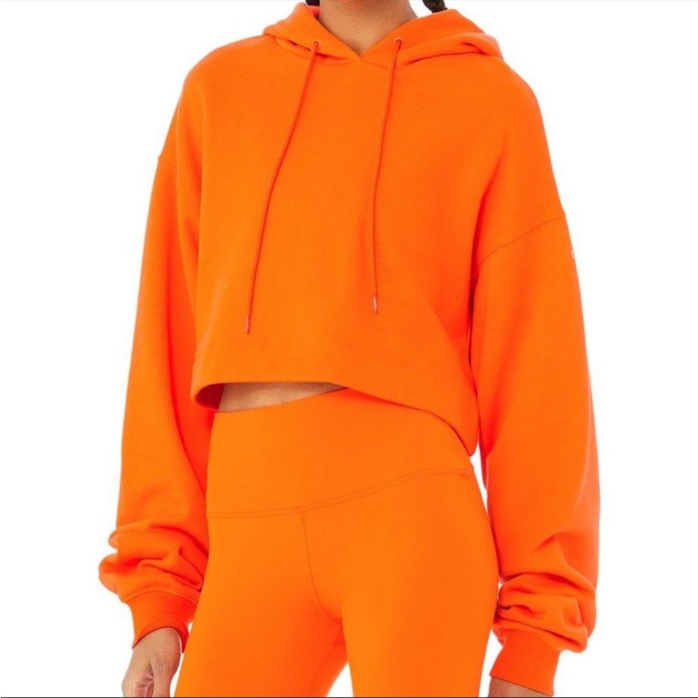 ALO Yoga Orange Cropped Hoodie